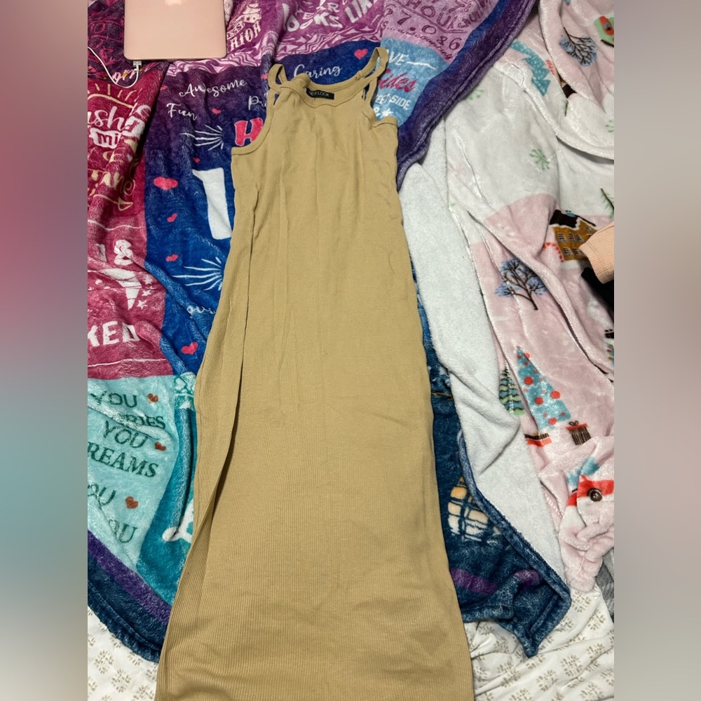 tan long dress
